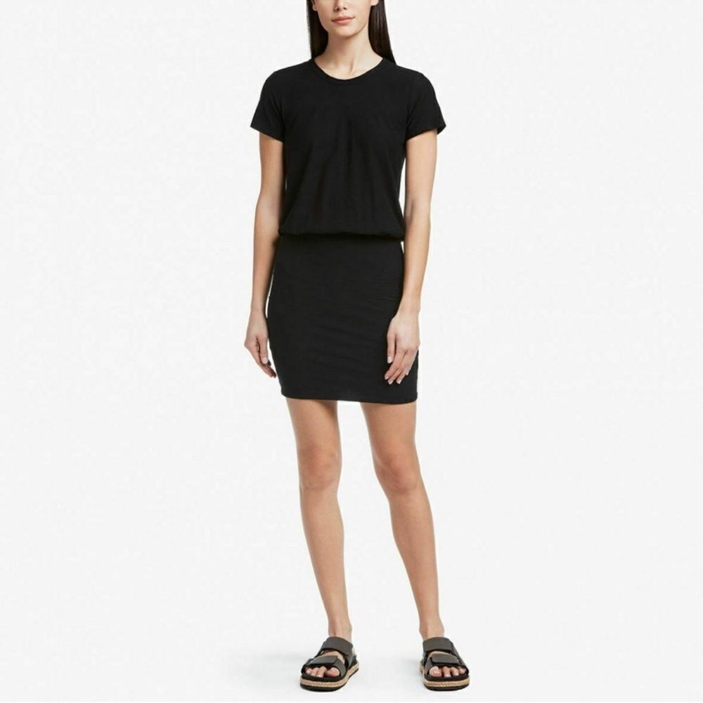 James Perse Short Sleeve Blouson T-Shirt Dress Black Size 2